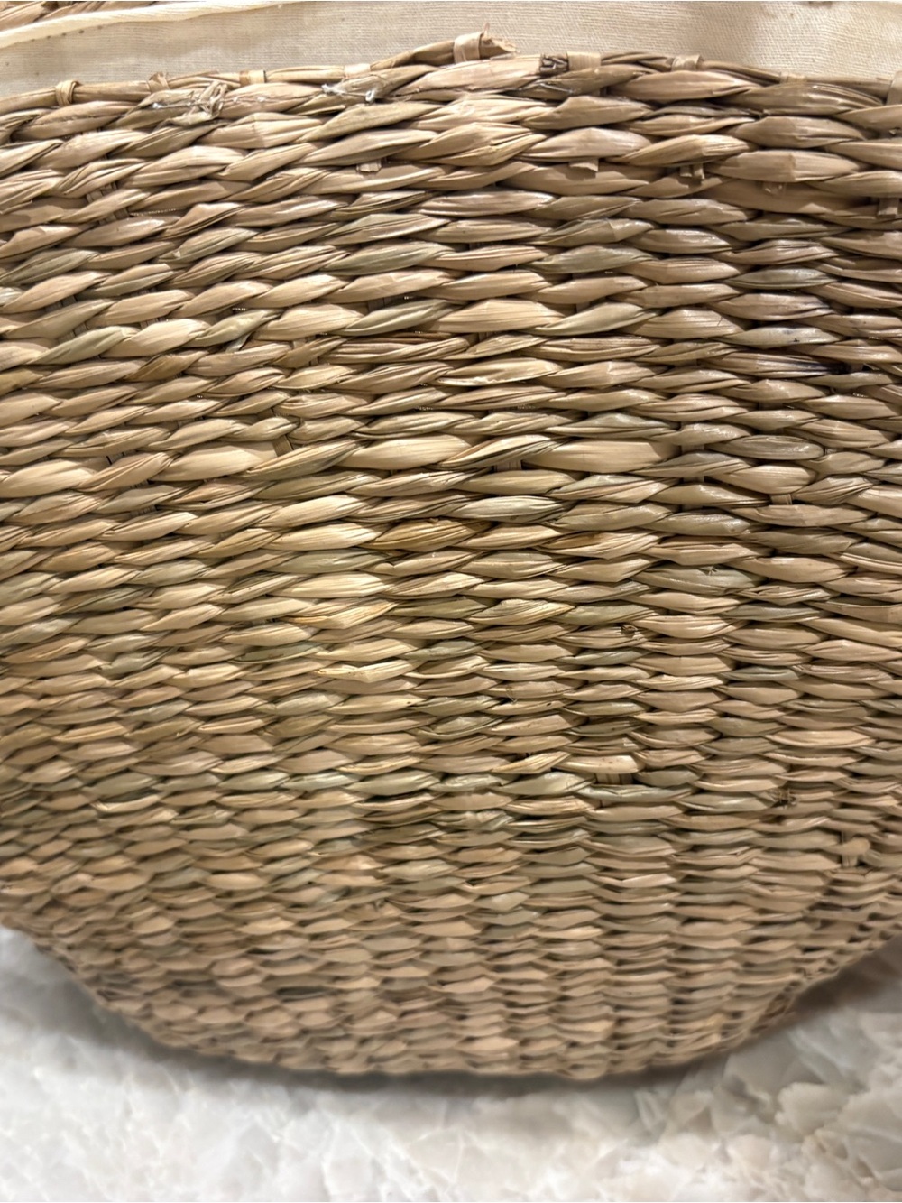 Braided Handle Straw Tote in Natural with White Accents - Picture 6 of 6
